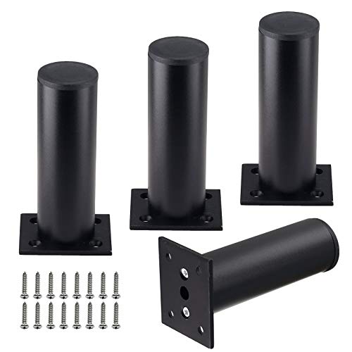4-Pack Adjustable Aluminum Alloy Furniture Legs 4.7" Height Black - color: Black, size: 4.7 Inch
