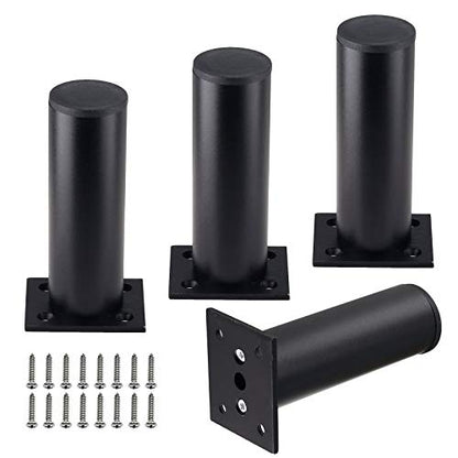 4-Pack Adjustable Aluminum Alloy Furniture Legs 4.7" Height Black - color: Black, size: 4.7 Inch