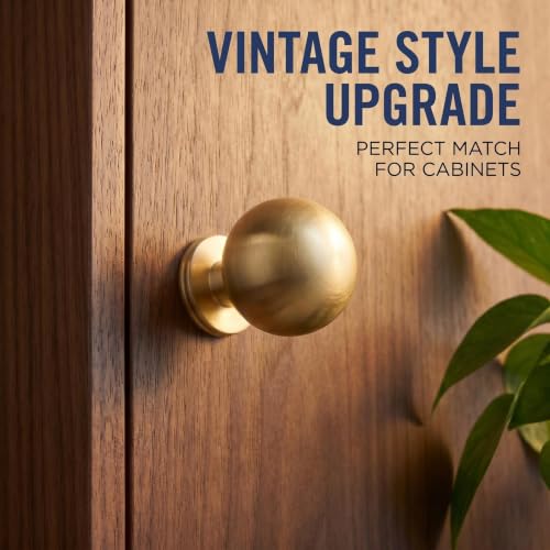 RZDEAL 1 Inch Gold Ball Cabinet Knobs Solid Brass Kitchen Cabinet Hardware Brushed Brass Dresser Drawer Pulls Knobs,4 Pack - size: 1 Inch