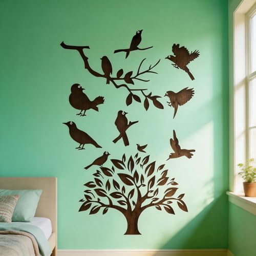 TIAMECH A4 Reusable Birds on Tree Stencil for Painting - style: Bird on Tree