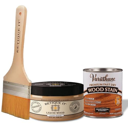 Liquid Wood for Gel Stain & Wood Stain by Retique It - 16oz Light (Perfect Companion to Chalk Furniture Paint, Milk Paint & Cabinet Paint) Beyond Faux Wood Look Paint (8oz, 45 Traditional Cherry) - color: 45 Traditional Cherry