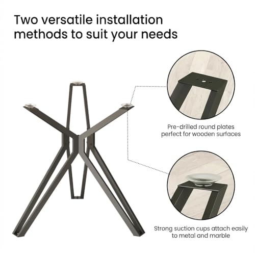 28 Inch Metal Table Base with Suction Cups for DIY Projects - color: Deep Black