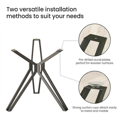 28 Inch Metal Table Base with Suction Cups for DIY Projects - color: Deep Black