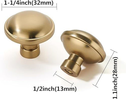 Khtumeware 10 Pack 1-1/4 inch Brushed Brass Cabinet Knobs - Brushed Gold Drawer Knobs for Kitchen and Dresser Drawers - color: Brushed Brass, size: 1-1/4"(32mm)