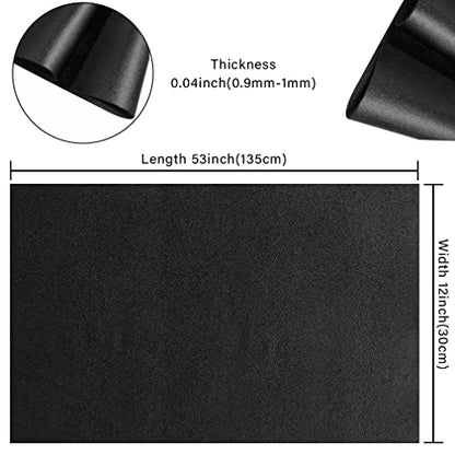 HYANG Smooth Solid Color Black Faux Leather Sheets 1 Rolls 12"X53" (30cmX135cm),Faux Leather is Great for, Bows,Earrings Handmade DIY Craft Projects Making - color: Black