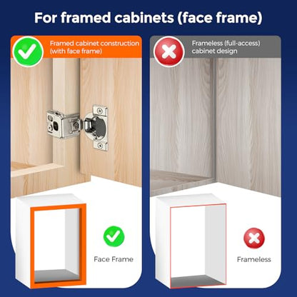Satin Nickel Soft Close Cabinet Hinges,1-1/2 Inch Overlay,60 Pack (30 Pair) - size: 1-1/2 inch Overlay