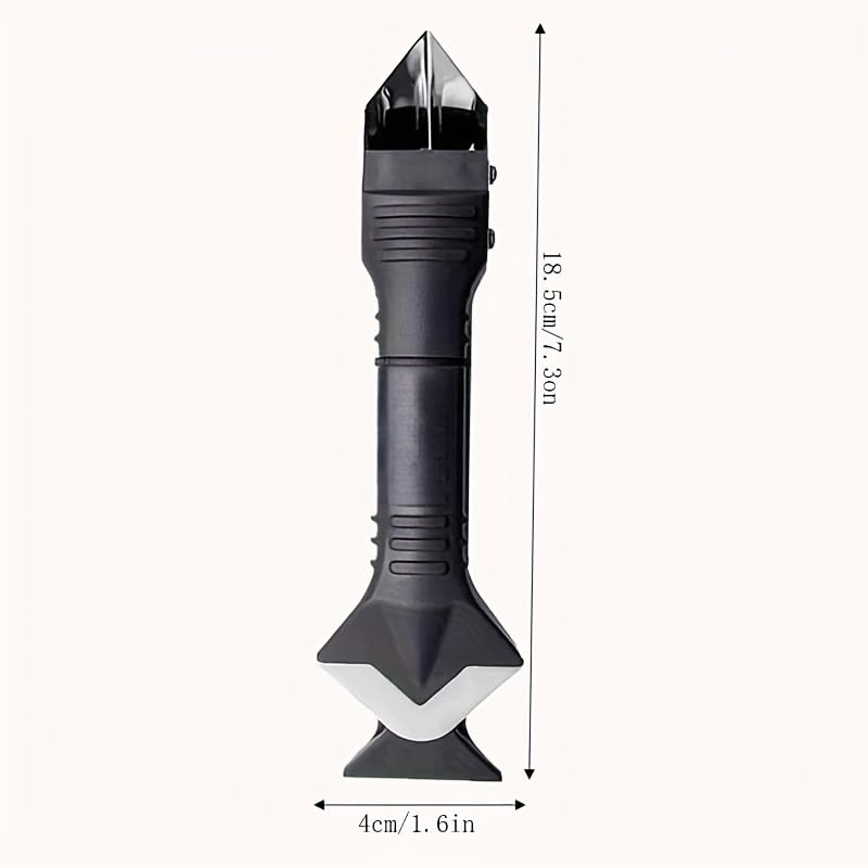 1Set Silicone Caulking Tool with Stainless Steel Head 3 in 1 Sealant Scraper Smoother and Cleaner for Bathtub Window Tile Shower Grout, Black - color: Black