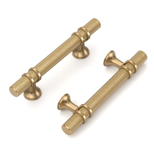 10 Pack 3"(76mm) Champagne Bronze Cabinet Pulls Knurled Kitchen Cabinet Handles Drawer Pulls Champagne Gold Cupboard Hardware for Cabinets CK0027 - color: Champagne, size: 3"/76MM Hole Center - Pull