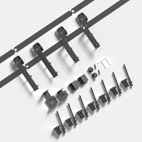 EaseLife 6 FT Mini Cabinet Bypass Sliding Barn Door Hardware Track Kit,Easy Install,Slide Smoothly Quietly,Apply for Storage Window TV Stand and Other Shielding (No Cabinet) - size: 6 feet for 2 doors