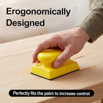 Hook and Loop Hand Sanding Block, Rectangle Shape Hand Sanding Block Pad for Wood Furniture Restoration, Sandpaper Holder Hook Backing, Ideal for Woodworking Automotive Body (Sandpaper Not Included)
