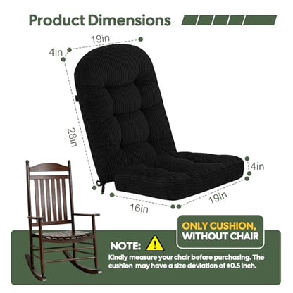 idee-home Rocking Chair Cushions Indoor, Glider Rocker Replacement Cushions - color: Black, size: 28 X 19 X 4 In & 16 X 19 X 4 In