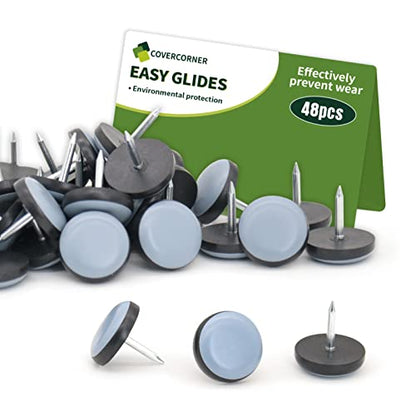 Nail on Furniture Glides, 48 PCS 3/4" Chair Sliders for Carpet - size: 48PCS 3/4''