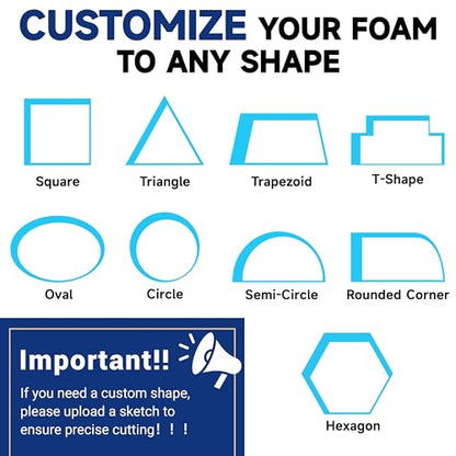ColourTree Custom Cut-to-Size Foam, High Density Replacement, Upholstery Foam Cushion, Polyurethane, Cushion Replacement for Chairs, Couches & DIY Projects (2'' Thick) - size: 2 Inch Thick