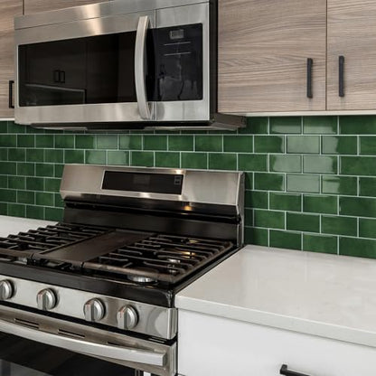 Green Peel and Stick Backsplash Subway Tile for Kitchen 10-Sheet - color: Green
