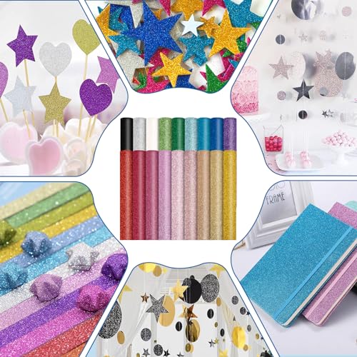 18 Pieces Glitter Faux Leather Sheets, 8×12 inch - color: Glitter-rainbow