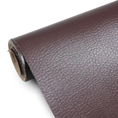 Faux Leather 0.7mm Upholstery Fabric by the Yard 10 Yard Coffee - color: Coffee, size: 10 Yard