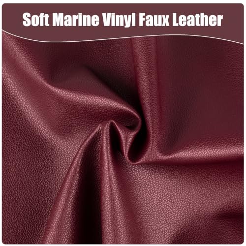 Marine Vinyl Faux Leather,12"X54" Boat Auto Upholstery DIY Projects (Burgundy, 12"X54") - color: Burgundy, size: 12"X54"