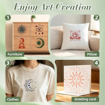 Sun Moon Stencils for Crafts Reusable 20Pcs Stencils(5.9X5.9 Inch) - color: Moon 2