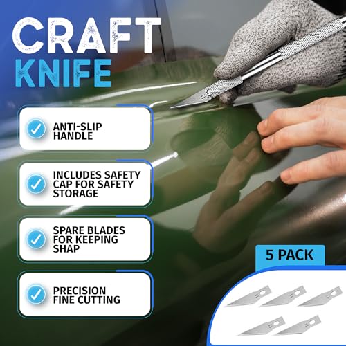 Durable Black Felt Edge Vinyl Squeegee Tool 4-Inch & Craft Knife (3-Pack)