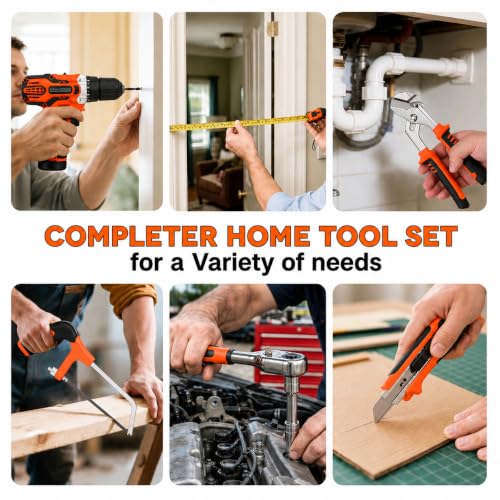 255-Piece Home Tool Kit with 12V Cordless Drill and Drawer Case