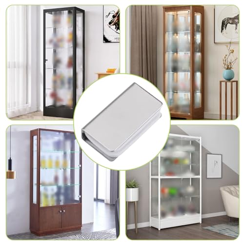 8Pcs Magnetic Catch Clamp Metal Adjustable Frameless Magnetic Strike Plates Rectangular Push Clamps Silver Latch Clips Glass Cabinet Latch Replacement Parts - color: Silver, size: 8pcs