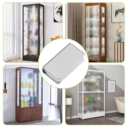 8Pcs Magnetic Catch Clamp Metal Adjustable Frameless Magnetic Strike Plates Rectangular Push Clamps Silver Latch Clips Glass Cabinet Latch Replacement Parts - color: Silver, size: 8pcs