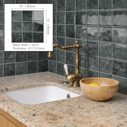 10 Sheet Peel and Stick Backsplash Tile, 12"x12", Dark Grey - color: Dark Gray