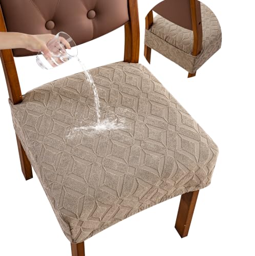 Genina Waterproof Chair Covers Set of 4,Dining Chair Cover,Khaki - color: Khaki-square Style, size: 4PCS