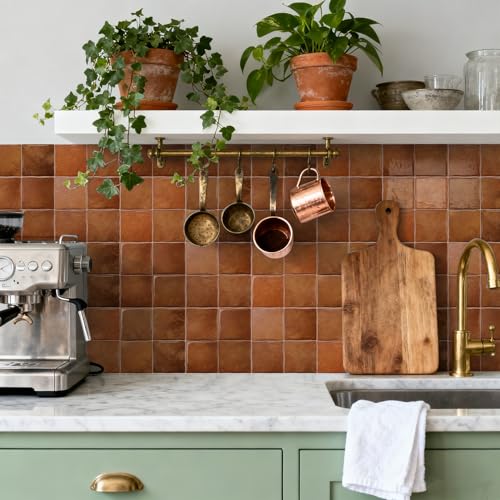 VICCI 3D Self-Adhesive Backsplash Tiles, 20-Sheet 6" x 6" - color: Orange Brown