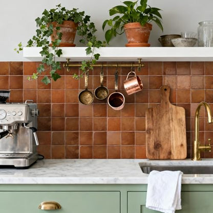 VICCI 3D Self-Adhesive Backsplash Tiles, 20-Sheet 6" x 6" - color: Orange Brown