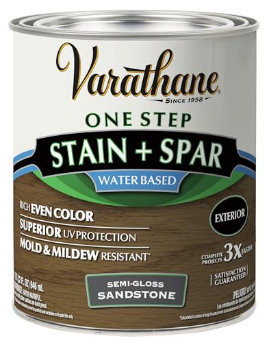 Varathane One Step Stain & Spar Semi-Gloss Sandstone Wood Finish - color: Sandstone, size: Quart (Pack of 1)