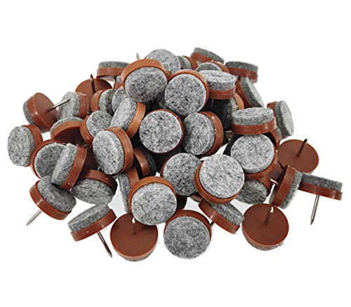 ALIMITOPIA 40pcs Furniture Felt Pad Heavy Duty Nail-on Chiar Slider Glide Pad Floor Protector for Wooden Furniture Chair Tables Leg Feet(Φ20mm or 0.8";Brown) - color: 20mm Brown(40pcs)
