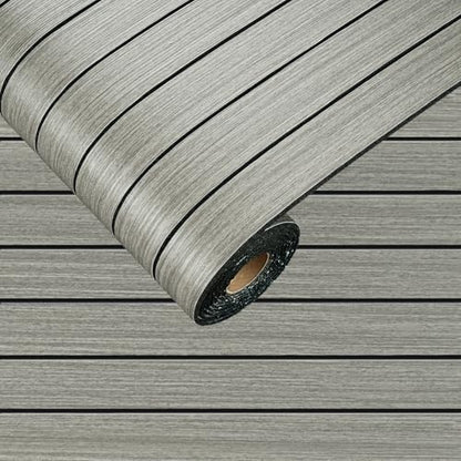 16.8"×118" 3D Grey Wood Wall Panels for Bedroom Living Room Liner - color: Gray
