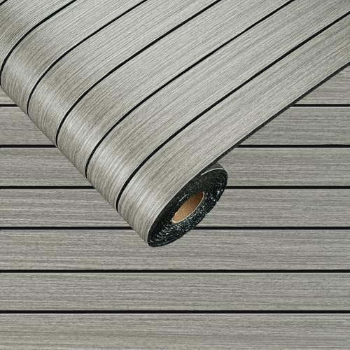 3D Grey Wood Wall Panels for Bedroom Living Room Liner 16.8"×118" - color: Gray