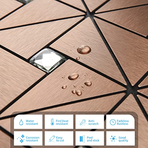 Art3d Peel & Stick Backsplash， Metal Mosaic Tiles, 10 pcs, Copper Windmill - color: Copper, size: 12x12 Inch