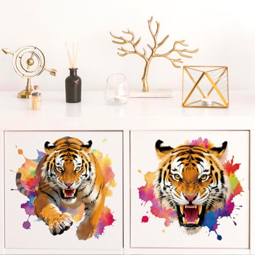 Peacoblue Tiger Rub On Transfers for Furniture Craft 6"x12" - style: Tiger