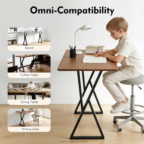 32 Inch Metal Table Legs Set of 2, 440 lbs Capacity Desk Legs - size: 32 Inch