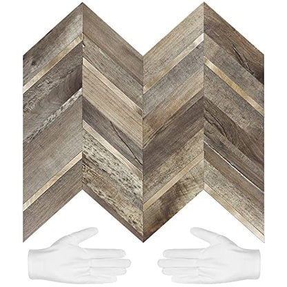 STICKGOO Herringbone Tile Peel and Stick Backsplash for Kitchen&Bathroom - color: Faux Wood Mixed Gold