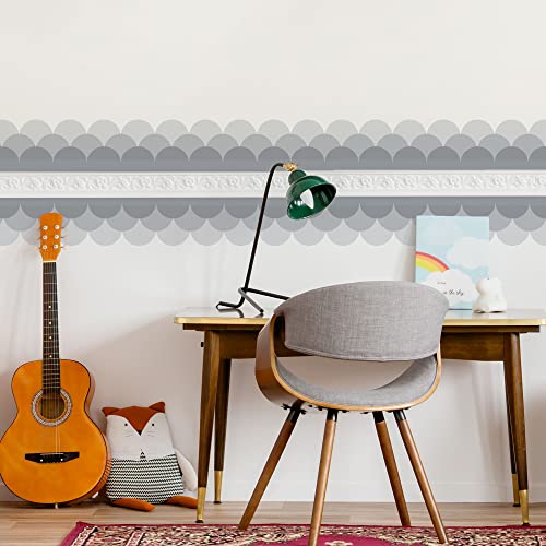 Border Reusable Plastic Wall Stencil // Frill - SEMICIRCLES 5 // Art Craft Mylar Template (17.7"x37.4") - color: Frill Semicircles 5, size: 45x95cm