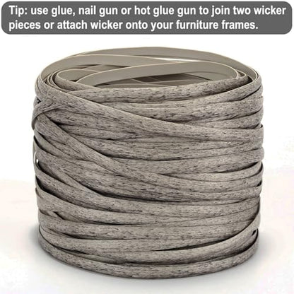 2.2 Lbs Mottled Gray Wicker Repair Supplies, 520 Ft Plastic Rattan Replacement Material, Wicker Repair Kit for Patio Furniture Repair - color: Mottled Grey, size: 2.2 Lbs
