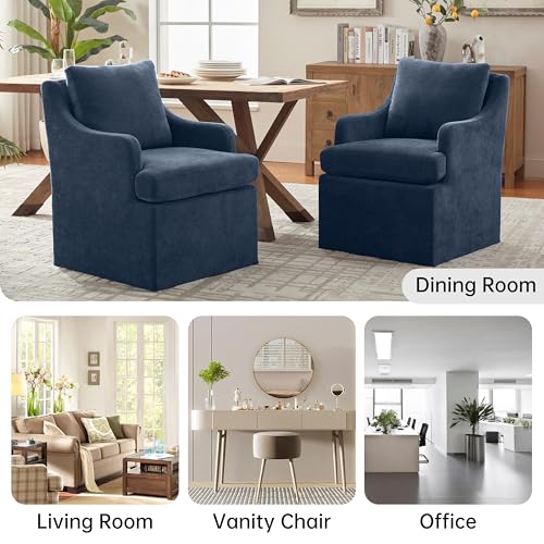 VKNOW Upholstered Dining Chairs Set of 4, Dining Room Chairs with Casters - color: Blue, size: 4