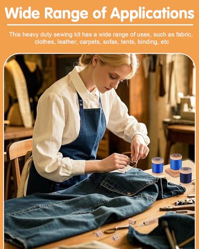 Upholstery Repair Kit Professional Heavy Duty Sewing Kit with Blue Threads