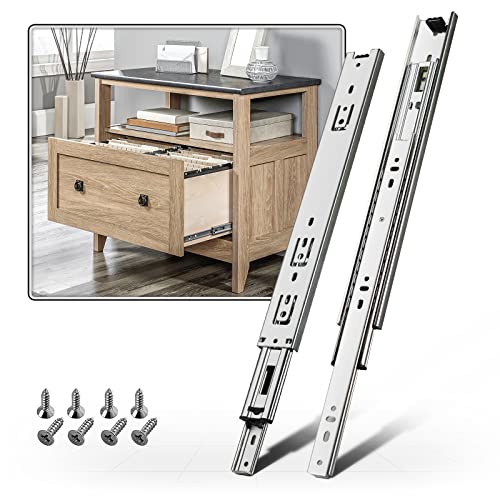 SHUHANG 1 Pair Full Extension Drawer Slides 8 10 12 14 16 18 20 22 24 Inch 100 lb Load Capacity Side Mount Ball Bearing Rails Cabinet Dresser Glides Wardrobe Kitchen Trash Can Slider Runners Silver - size: 10 Inch, style: 1 Pair (Silver)