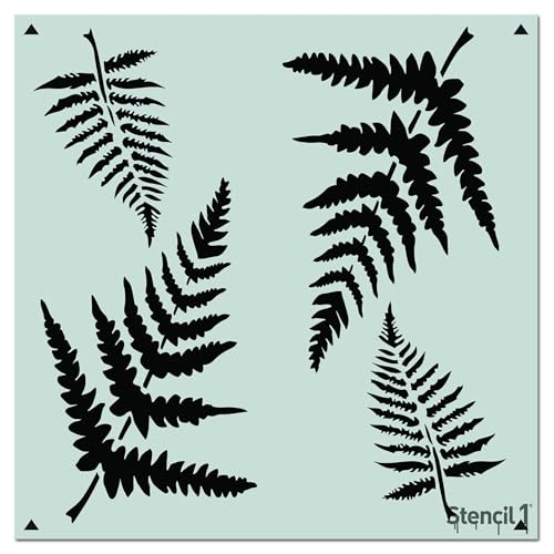 Stencil1 Ferns Wallpaper Pattern Stencil - Reusable Premium Quality Mylar Stencils for Painting Walls, Fabric, Furniture, Crafts, Decor - Allover Effects - 11" x 11” - color: Ferns Wallpaper Pattern Stencil