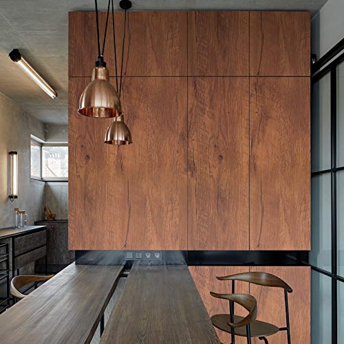 Peel and Stick Wood Grain Contact Paper for Old Furniture Kitchen Cabinets - color: Brown Red, size: 23.6" x 118"