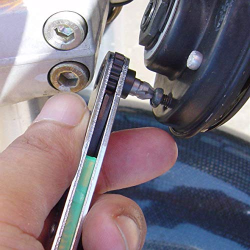ANEX Ultra Low Profile Offset Ratcheting Screwdriver 90 Degree Angled For Tight Area (Magnetic 5 Bits Set) Straight Flathead, Green - color: Green (5 Bits)