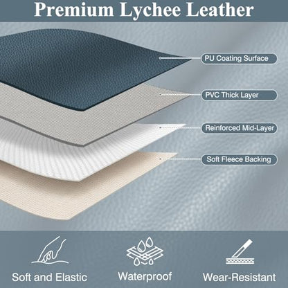 Faux Leather Fabric 55" W 1.15MM Thicken Marine Vinyl Fabric 1 Yard 36"x55" - color: Grey-blue, size: Pre-Cut 1 Yard