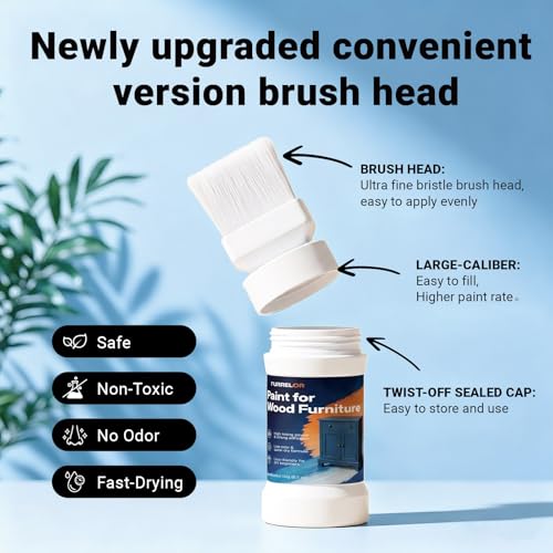 White Paint for Wood, Touch Up Paint, Furniture Cabinets Refinishing 6.35oz - color: White
