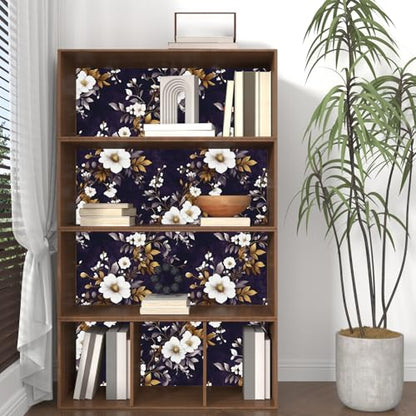 Laatse Dark Floral Peel and Stick Wallpaper 17.5" x 118",Purple/White - color: Purple White, size: 118" x 17.5"