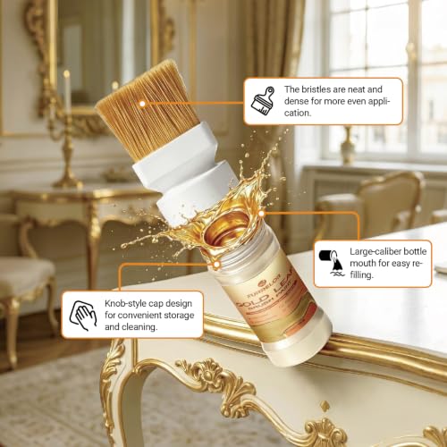 Liquid Gold Leaf Paint, Gold Acrylic Metallic for Wood & Craft 6.35oz/180ml - color: Gold